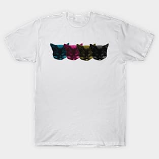 Cyan, Magenta, Yellow, Black Cats T-Shirt